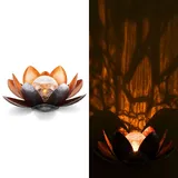 Navaris LED Solar Lotus Laterne - warmweiß wiederaufladbar - Lotusblüte Solarlampe mit tollem Licht durch Bruchglasoptik - Garten Deko Solarleuchte