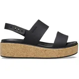 Crocs Brooklyn Cork Low Wedge Sandalen, Black/Black, 41/42