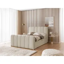 Fun Möbel Boxspringbett Schlafzimmerbett DENIS PREMIUM 160x200cm Stoff Catch Me Sand