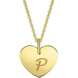 Ketten-Anhänger ONE ELEMENT "Herz mit Gravur P Buchstaben Anhänger aus 333 Gelbgold", gold, Schmuckanhänger, Damen, P, Gelbgold 333, Damen Gold Schmuck Herz mit Gravur P