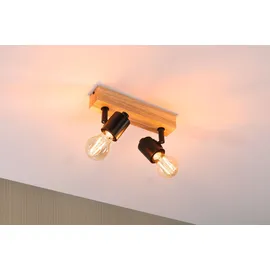 Paulmann Arvid 2-flammig eckig schwarz/Holz