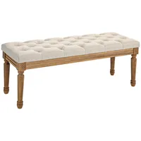 Homcom Sitzbank, mit Leinenoptik, Holzbeine für Schlafzimmer, Creme