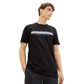 TOM TAILOR T-Shirt mit Label-Print, Black, L