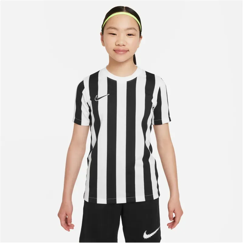 NIKE Dri-FIT Striped Division IV kurzarm Kinder Striped kurzarm Fußball Trikot white/black/black XS (122-128 cm)