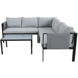 Möbilia Sitzgruppe 1 Ecksofa, 1 Couchtisch inkl. Kissen Stahl/Olefin