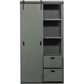 Woood Vitrine WOOOD "Slide, mit Schiebetür", grau (soap), B:122cm H:230cm T:37cm, Holzwerkstoff, Schränke, Vitrine, mit 4 Schubkästen, H 230 cm x B 120 cm