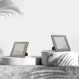 Relaxdays Bilderrahmen 2er Set, 25x25 cm, quadratisch, Fotorahmen zum Aufhängen oder Hinstellen, Passepartout, silber