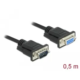 DeLock Seriell Anschlusskabel [1x RS232-Stecker - 1x RS232-Buchse] 0.5m Schwarz