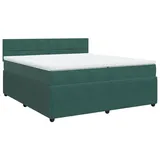 vidaXL Boxspringbett mit Matratze Dunkelgrün 200x200 cm Samt