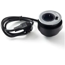 SO-Tech Einbausteckdose Rund Ø85 mm Edelstahloptik Gebürstet mit Je 1x Schuko und Usb-a