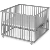 Laufgitter 100x100 cm Matratze Basic grau Premium Kollektion Laufstall für Babys