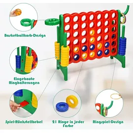 Costway Riesiges 4 Gewinnt Spielset mit Basketballkorb und Wurfspiel