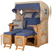 Mr. Deko Strandkorb Komplettset - bene living - Ammersee Teak - PE shell - Modell 595 - inkl. Liftersystem