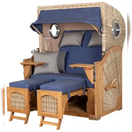 Mr. Deko Strandkorb Komplettset - bene living - Ammersee Teak - PE shell - Modell 595 - inkl. Liftersystem