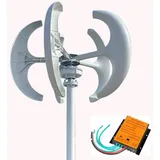 KX-ENERGIE 3-Phasiger AC Windkraftanlage Kit 600W 5-Blatt Lantern Vertikale Windturbinen kein Geräusch Windräder,12V 24V,Permanentmagnet-Generator Windgenerator mit mppt Laderegler