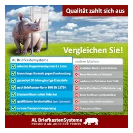 AL Briefkastensysteme 2er Premium Briefkastenanlage Anthrazit inkl. Zeitungsfach