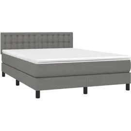 vidaXL Boxspringbett mit Matratze & LED Dunkelgrau 140x200 cm Stoff