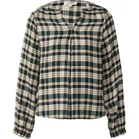 s.Oliver Karo-Bluse mit Faltendetail und elastischen Ärmelbündchen Petrol 42