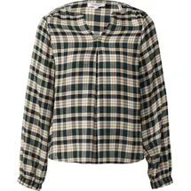 s.Oliver Karo-Bluse mit Faltendetail und elastischen Ärmelbündchen Petrol 42