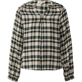 s.Oliver Karo-Bluse mit Faltendetail und elastischen Ärmelbündchen Petrol 42