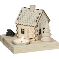 SAICO Räucherhaus Deko Holz für 1 Teelicht 11,5 cm