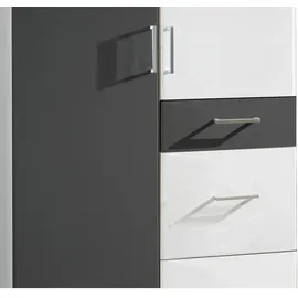 WIMEX Click, weiß (weiß, graphit), B:90cm H:199cm T:58cm, Schränke, Kleiderschrank Drehtürenschrank ohne Spiegel