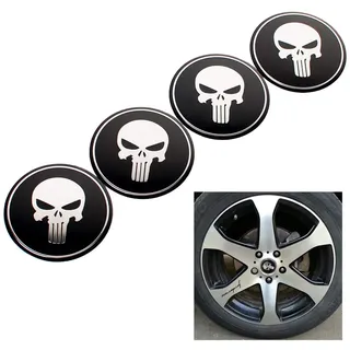 DSYCAR Set von 4 Skull Radnabenkappen Center Cover Auto Aufkleber Hub Center Caps