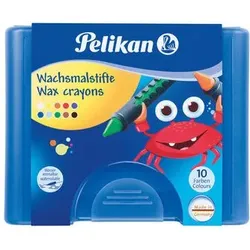 PELIKAN 723155 Pelikan Wachsmalstifte, dreieckig, wasservermalbar, 8 Stück im Etui