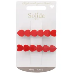 Solida Haarclip Herz Applikationen rot silber