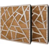 2er-Pack – Akustikpaneel mit Samtstoff und Befestigungsset | 50x50x5cm | Schallabsorption-Diffusion-Reflexion-Schalldämmung | Akustikbehandlung für zu Hause [SKYROSS - Sonoma | Gold]