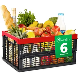 Novaliv Klappbox 30 L 6-tlg. Rot/Schwarz
