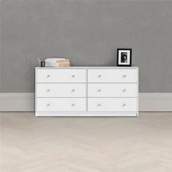 Sideboard HOME AFFAIRE "May, Aufbewahrung, Schubkastenkommode, Stauraum", weiß, B:143,1cm H:68,3cm T:31,7cm, Spanplatte, Sideboards, mit 6 Schubladen, Knopfgriffen,Tiefe von 30 cm, Breite 143 cm