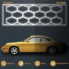 Barberpub Hexagon LED Garage Light, 3 einstellbare Helligkeitsstufen, LP004/dimmbar, Aluminiumrahmen - Weiß