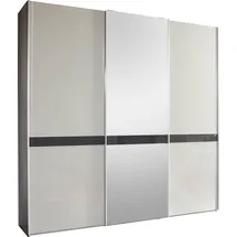 Wiemann "Rialto", grau (kieselgrau, glas, graphit, glas, kristallspiegel), B:246,3cm H:217cm T:67cm, Schränke, Schwebetürenschrank, hochwertige Glas- und Spiegelfront mit Querriegel