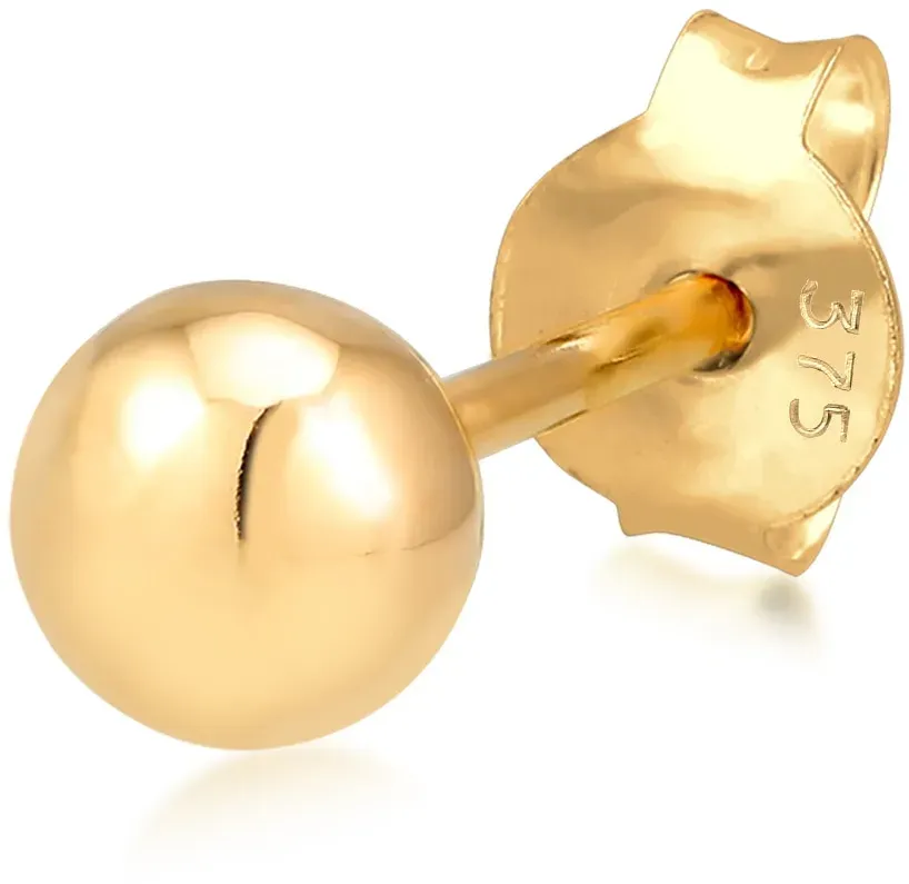 Single-Ohrstecker ELLI PREMIUM "Single Ohrstecker Kugel Ball 375 Gelbgold" Gr. OneSize, ohne Stein, Gelbgold 375, goldfarben (gold) Damen Ohrringe Ohrstecker