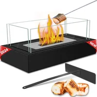 BIAOQINBO Tischkamin, Tischfeuer für Indoor/Outdoor mit 4-Fach-Verglast Tragbarer Ethanol Kamine Tisch-Dekofeuer, Balkon Deko und Bioethanol Terrassenfeuer mit Füllmenge von 170 ml