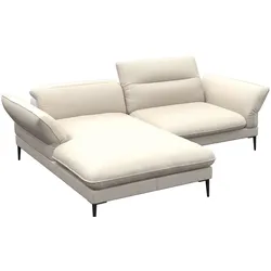 Ecksofa FLEXLUX "Salino, Funktionssofa mit Recamiere, Relaxsofa, Ecksofa", weiß (warm weiß), B:245cm H:88cm T:182cm, Sofas, Sofa mit Arm- und Kopfteil-Verstellungen, Kaltschaum & Stahl-Wellen