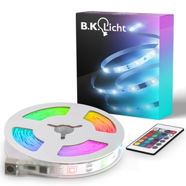 B.K.Licht - USB LED Strip 3 m mit Fernbedienung, buntes RGB, dimmbar, Streifen, Leiste, Zimmer deko, Gaming, Band, Lichtleiste, Lichtband, 300x0,2x1 cm, Weiß, innen