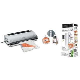 CASO VC100 Vakuumierer - Vakuumiergerät, Lebensmittel bleiben bis zu 8x länger frisch - natürliche Aufbewahrung ohne Konservierungsstoffe, doppelte 30cm lange & Profi- Folienrollen 28x600 cm