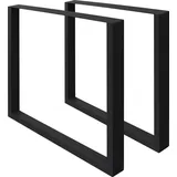 ECD Germany 2x Tischbeine aus Vierkantprofilen, 60 x 72 cm, Schwarz, pulverbeschichtete Stahl, Industriedesign, Metall Tischkufen Tischuntergestell Tischgestell Möbelfüße, für Esstisch Schreibtisch