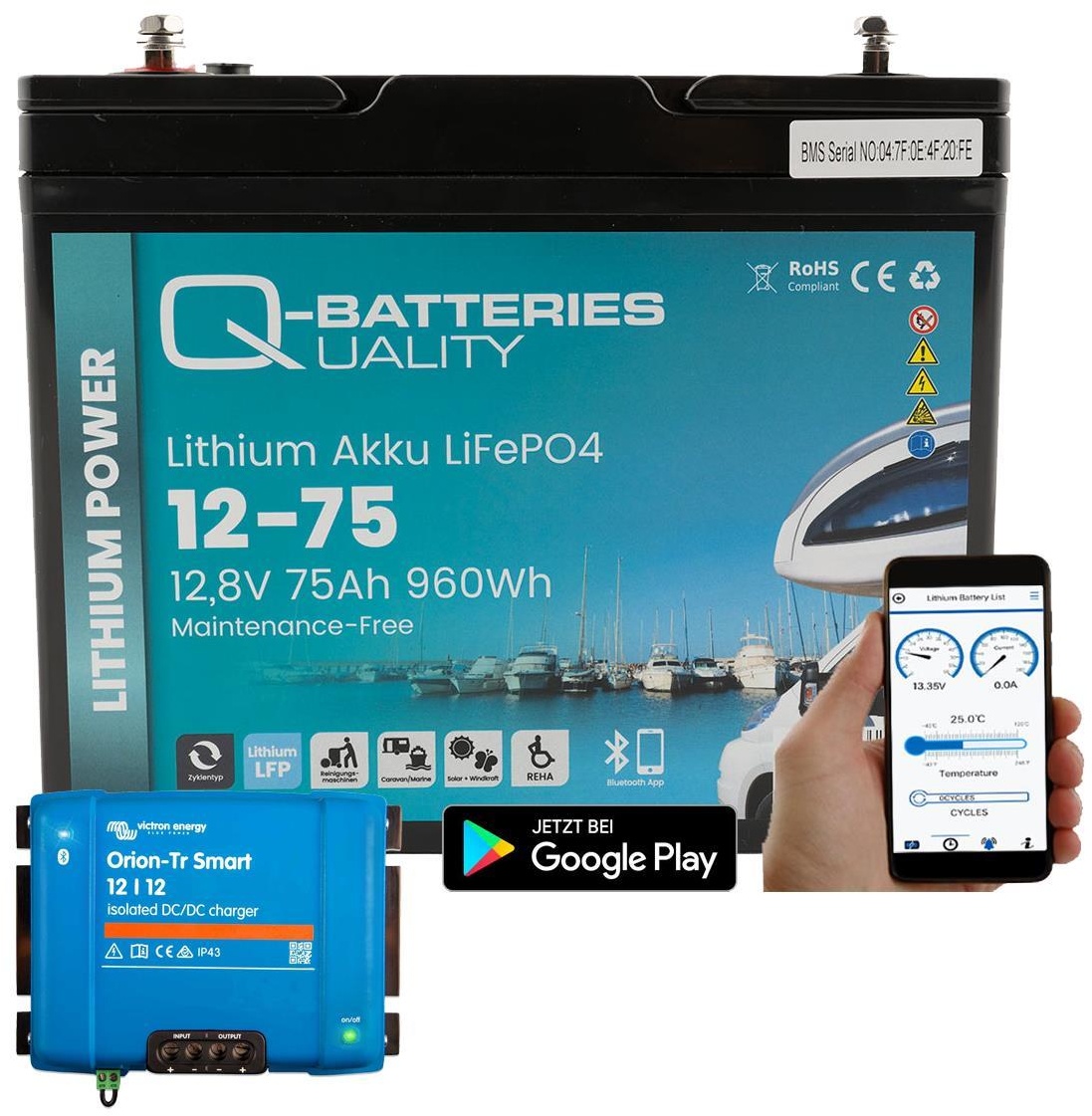 Q-Batteries Lithium Akku 12-100S 12,8V 100Ah 1280Wh LiFePO4 Batterie mit Victron...
