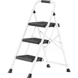 Trittleiter klappbar, 3-stufige Klappleiter aus Stahl, belastbar bis 150 kg