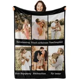 iDIY Personalisierte Decke mit Foto und Text – Fotodecke Selbst Gestalten – Personalisierte Geschenke für Familie, Paare, Muttertag und Vatertag - Foto Geschenk - 6 Fotos