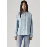 Levi's Jeansbluse LEVI'S "HARLIE NEW BF S", Damen, Gr. M (38), honestly happy 2, Web, Obermaterial: 100% Baumwolle, unifarben, relaxed fit Po-bedeckend, 2-Knopf-Manschette, Blusen Jeansbluse, mit Brusttasche