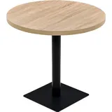 Bistrotisch MDF und Stahl Rund 80 x 75 cm Eichenoptik - Beige