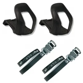 Zéfal Pedalhaken Christophe S M Pedal Haken Retro Pedalriemen Paar 516 schwarz 370mm Leder Riemen