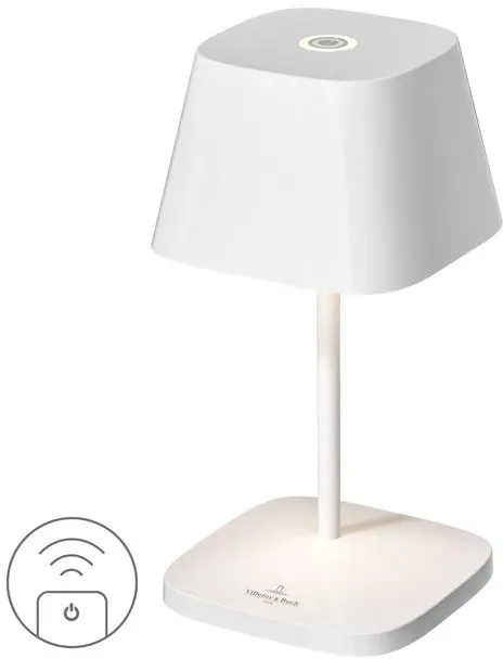Villeroy & Boch Akku-Tischleuchte Neapel RC Alu, Eisen, Stahl Metall Weiß keramik