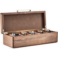 Shanik Uhrenbox aus Holz für Herren – Personalisierte Aufbewahrungsbox mit 5 Steckplätzen für Uhren, weiche Samtkissen, natürliches Akazienholz (Uhrenbox aus Holz/ohne Gravur)