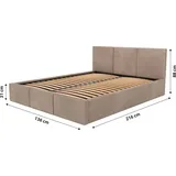 Muralo Polsterbett Stoffbett Bett mit Bettkasten und Gasdruckfeder mit Polsterkopfteil Bett 120x200 Bett mit Stauraum Beige
