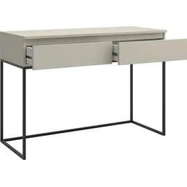 Selsey Schreibtisch Computertisch Bürotisch Mit 2 Schubladen Metallrahmen 120 x 50 x 80 cm Taupe Mit Schwarzen Beinen